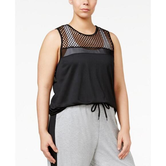 Material Girl Womens Plus Size Trendy Mesh Active Tank Top Size 1X - Picture 2 of 2